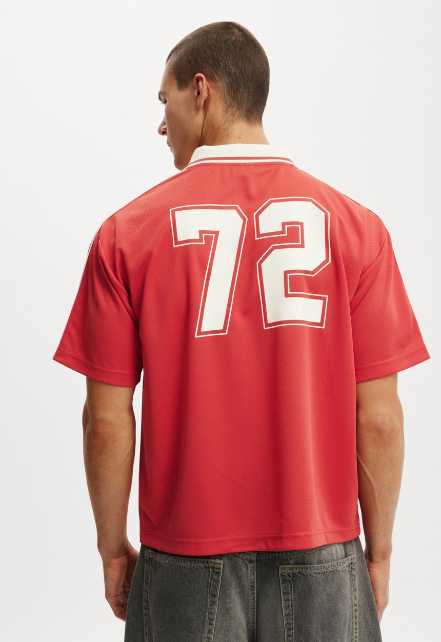 Cotton On - Cropped Sports Jersey - Soft Red/Soft Red/Creampuff 72 East