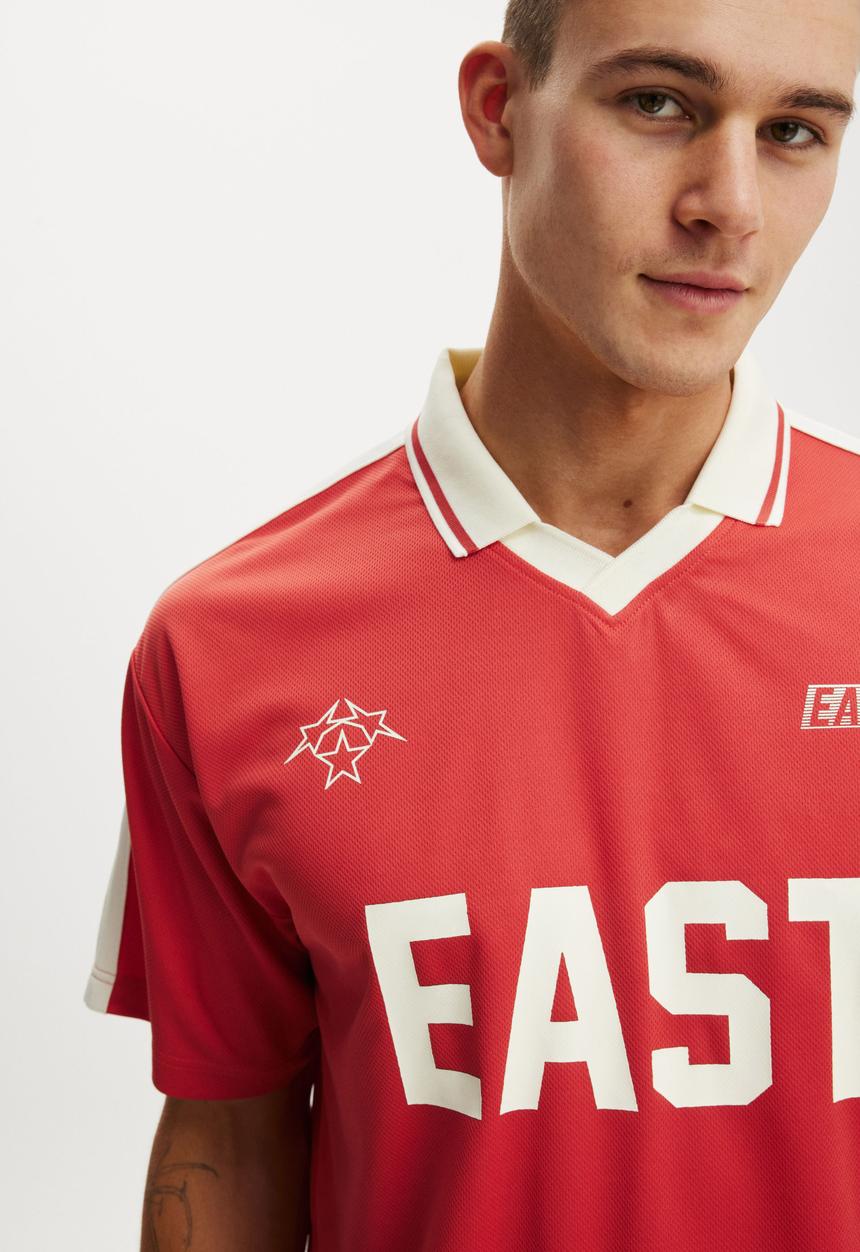 Cotton On - Cropped Sports Jersey - Soft Red/Soft Red/Creampuff 72 East