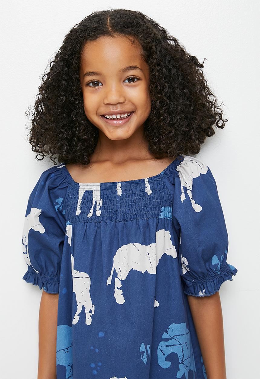 Pop Candy - Animal all-over-print dress - dark blue/blue/white