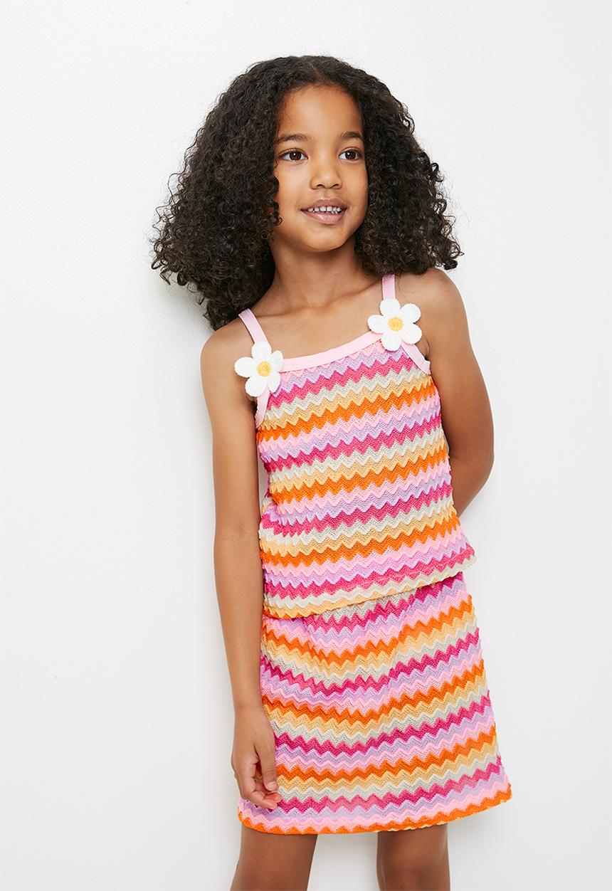 Pop Candy - Spaghetti strap top & skirt set - multi