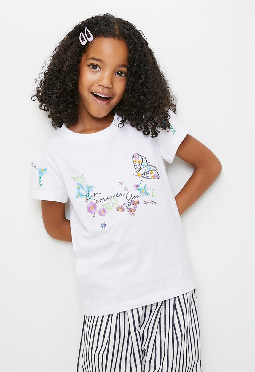 Pop Candy - Embroidered slogan and graphic tee - white/forever you