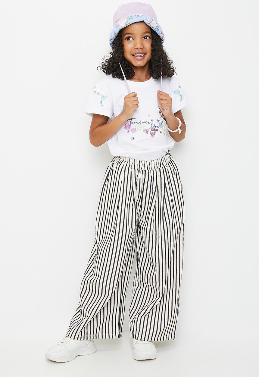 Pop Candy - Wide casual pants - white/black stripes