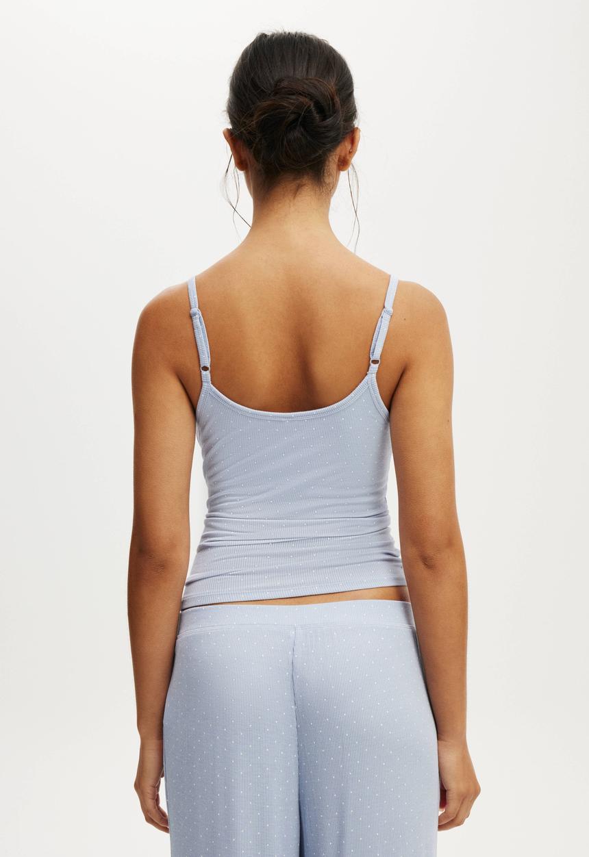 Cotton On - Sleep recovery picot cami - violet blue billy spot