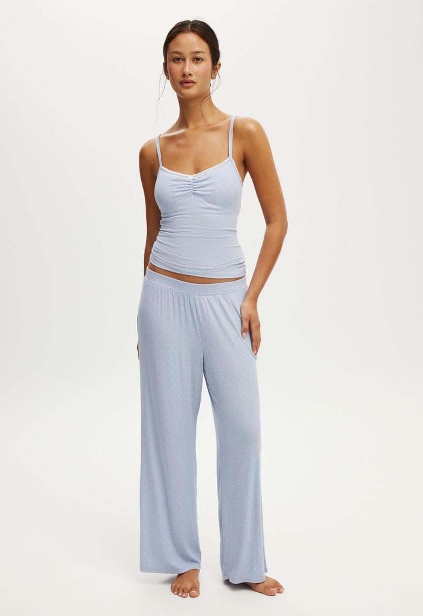 Cotton On - Sleep recovery picot cami - violet blue billy spot