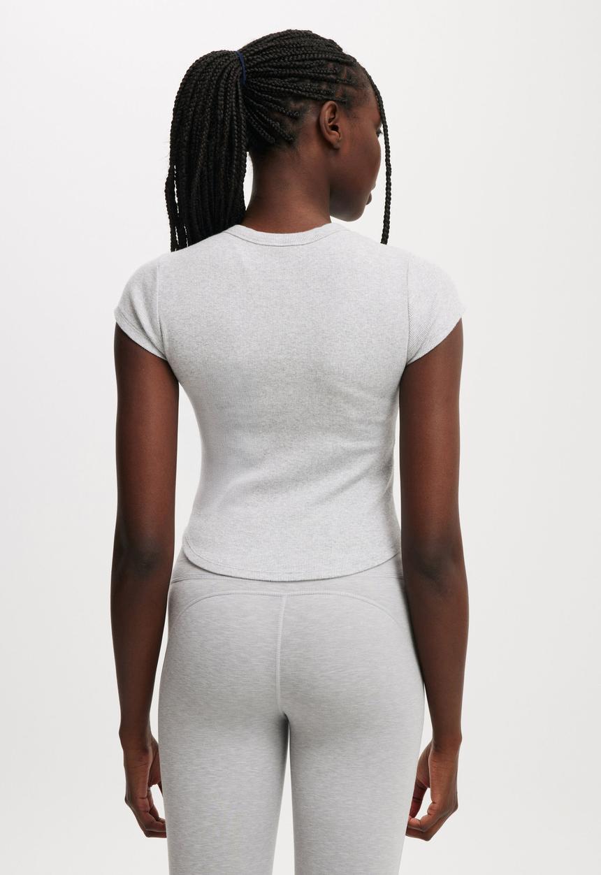 Cotton On - Active Curved Hem Baby Tee - Light Grey Marle