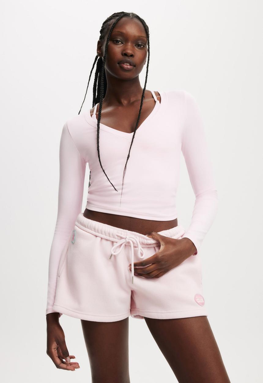 Cotton On - Ultra Soft Plunge Front Long Sleeve - Cherry Dream