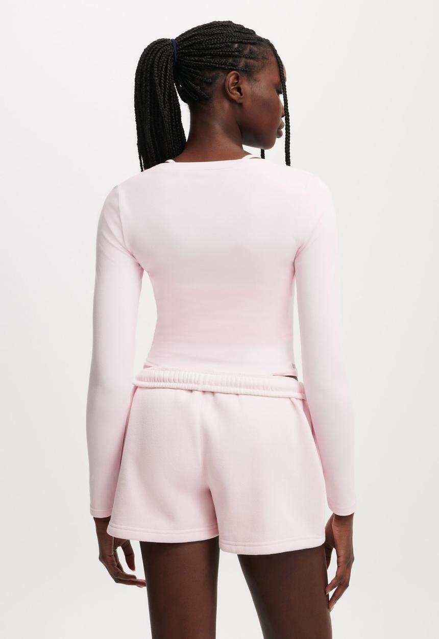 Cotton On - Ultra Soft Plunge Front Long Sleeve - Cherry Dream