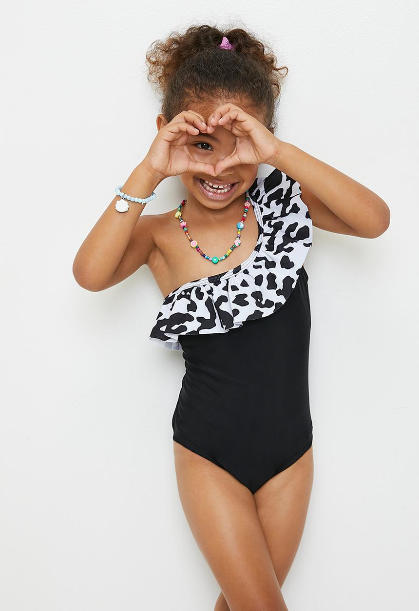 Pop Candy - Animal print one piece swimsuit - black/white