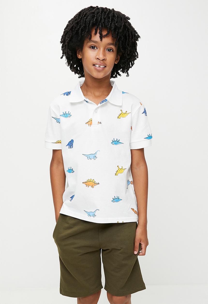 Pop Candy - Dino aop golfer - white