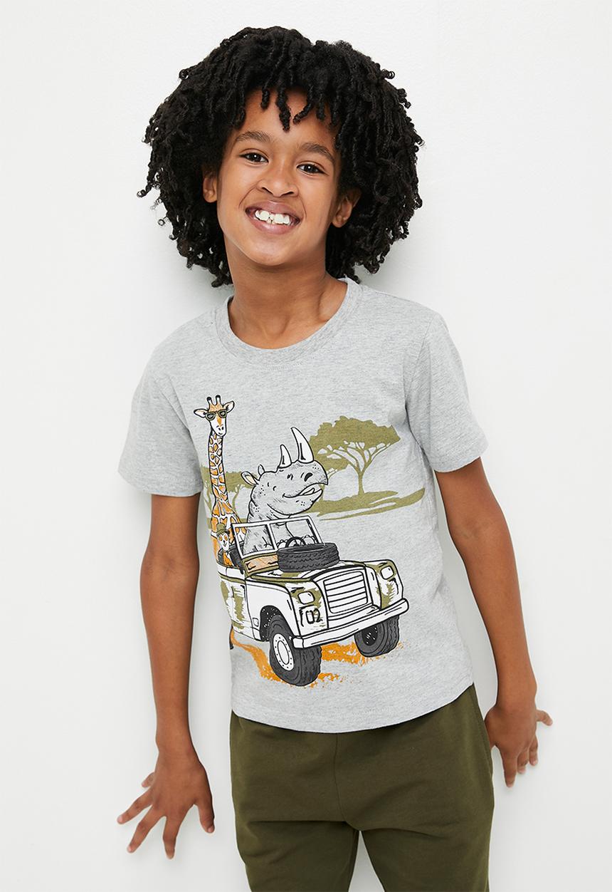 Pop Candy - Safari theme graphic tee - grey