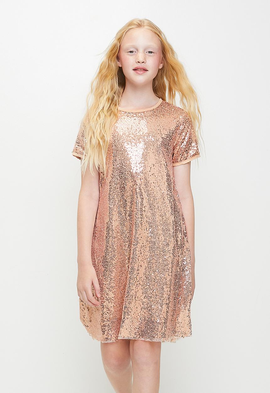 Pop Candy - Short sleeve occasion dress - taupe/sequins