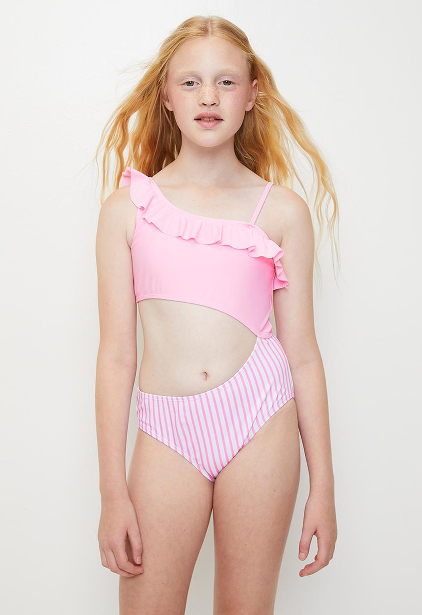 Pop Candy - Cutout swimsuit - pink/stripes