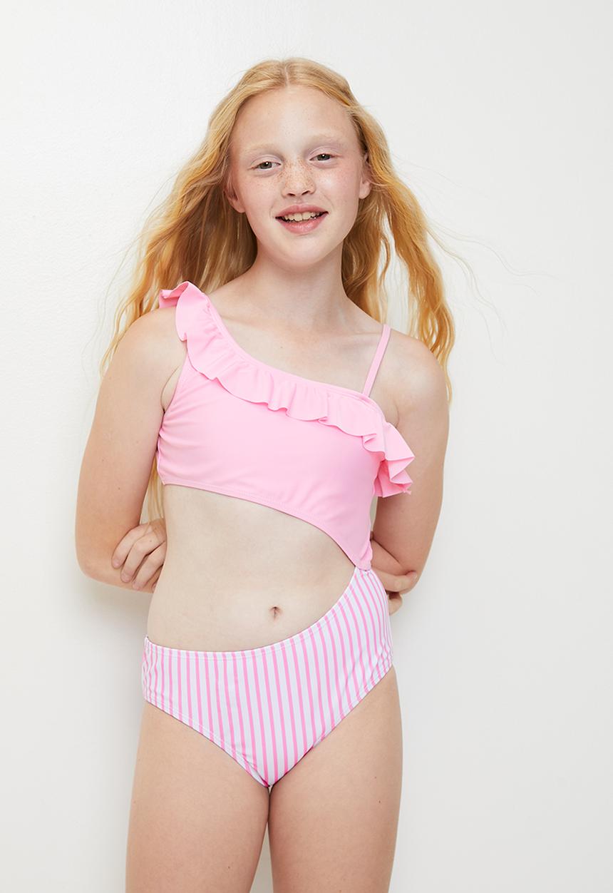 Pop Candy - Cutout swimsuit - pink/stripes