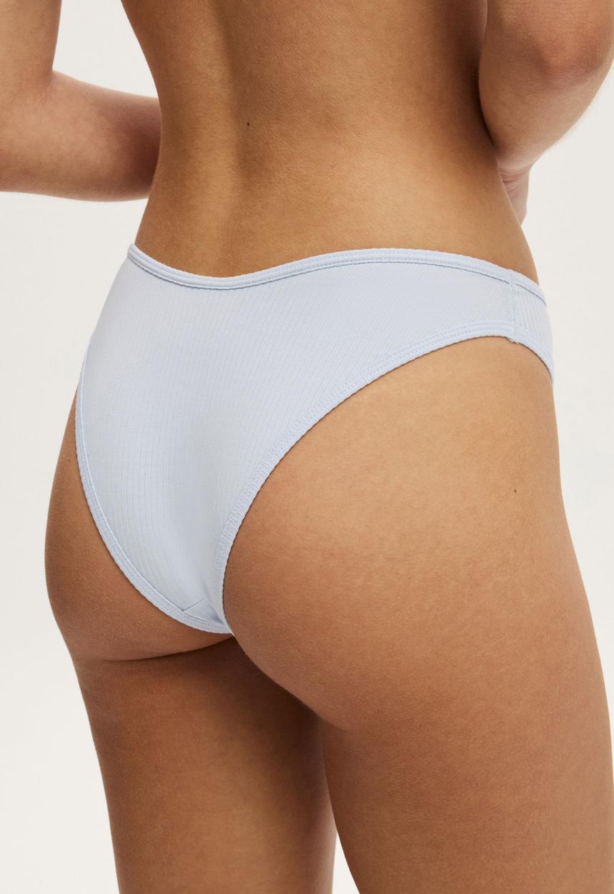 Cotton On - Organic Cotton Rib Cheeky Brief - Violet Blue