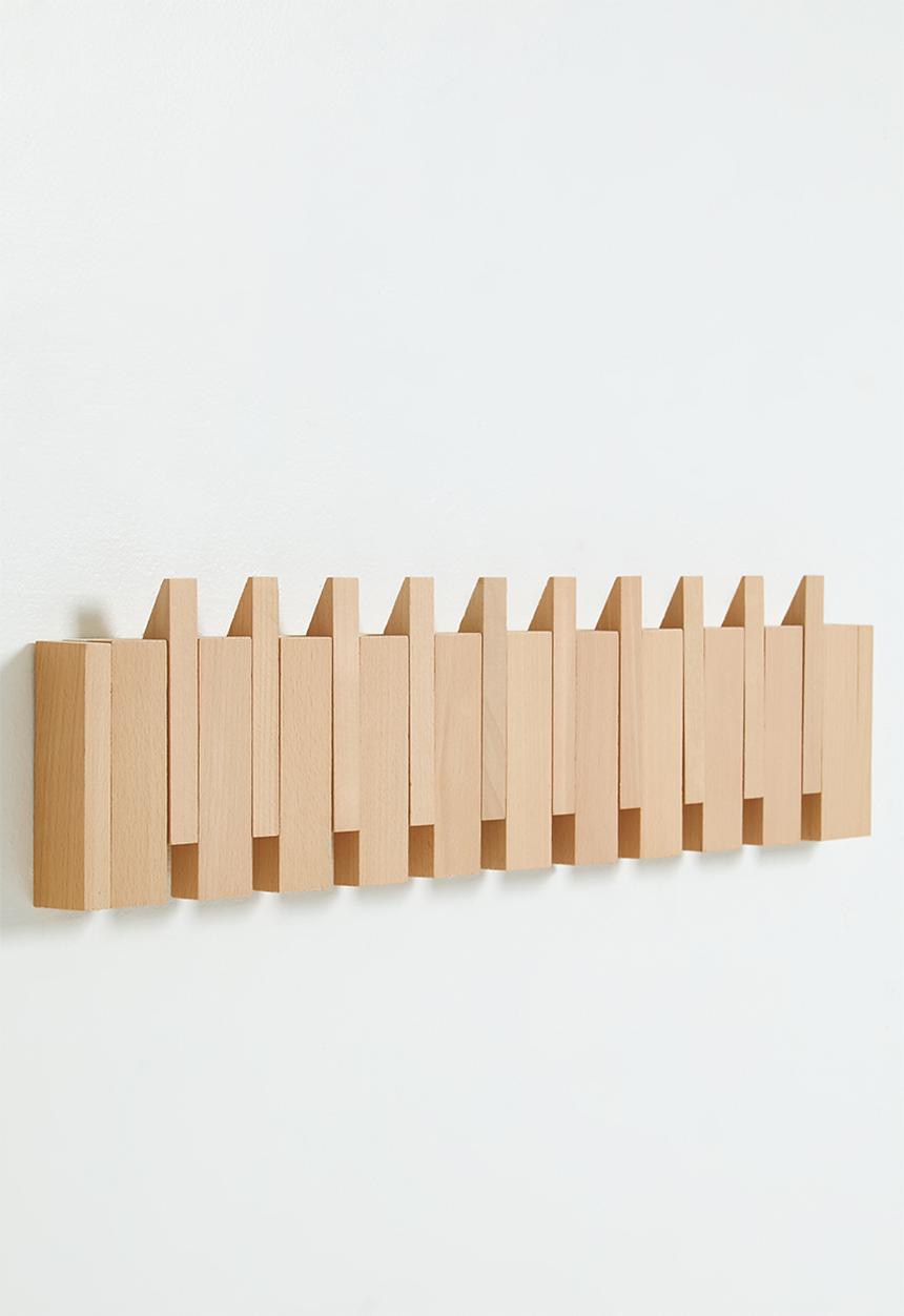 Maisonware - 10 hooks Wall mounted Wood - neutral