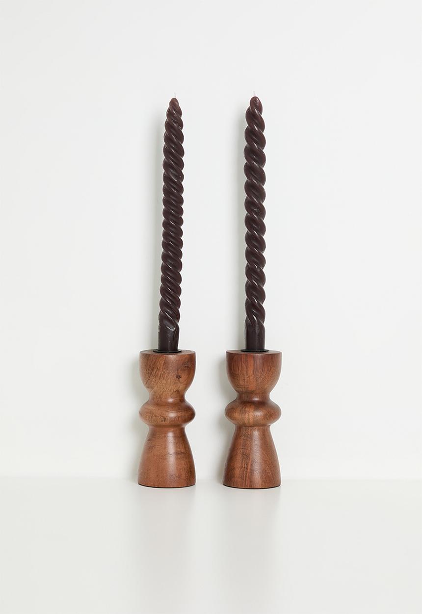 H&S - Cera dinner candle holder set of 2 - natural