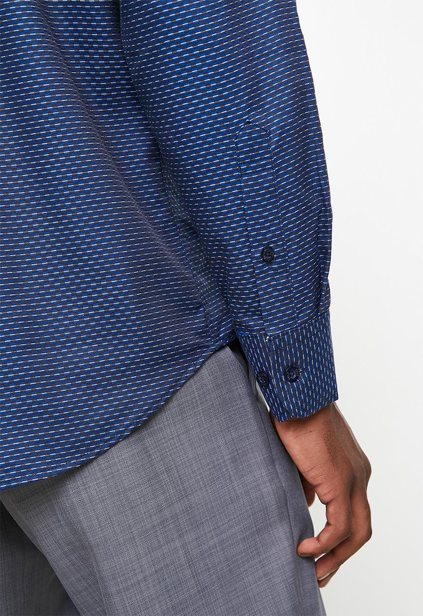 POLO - BENJI  DOBBY LS SHIRT - BLUE