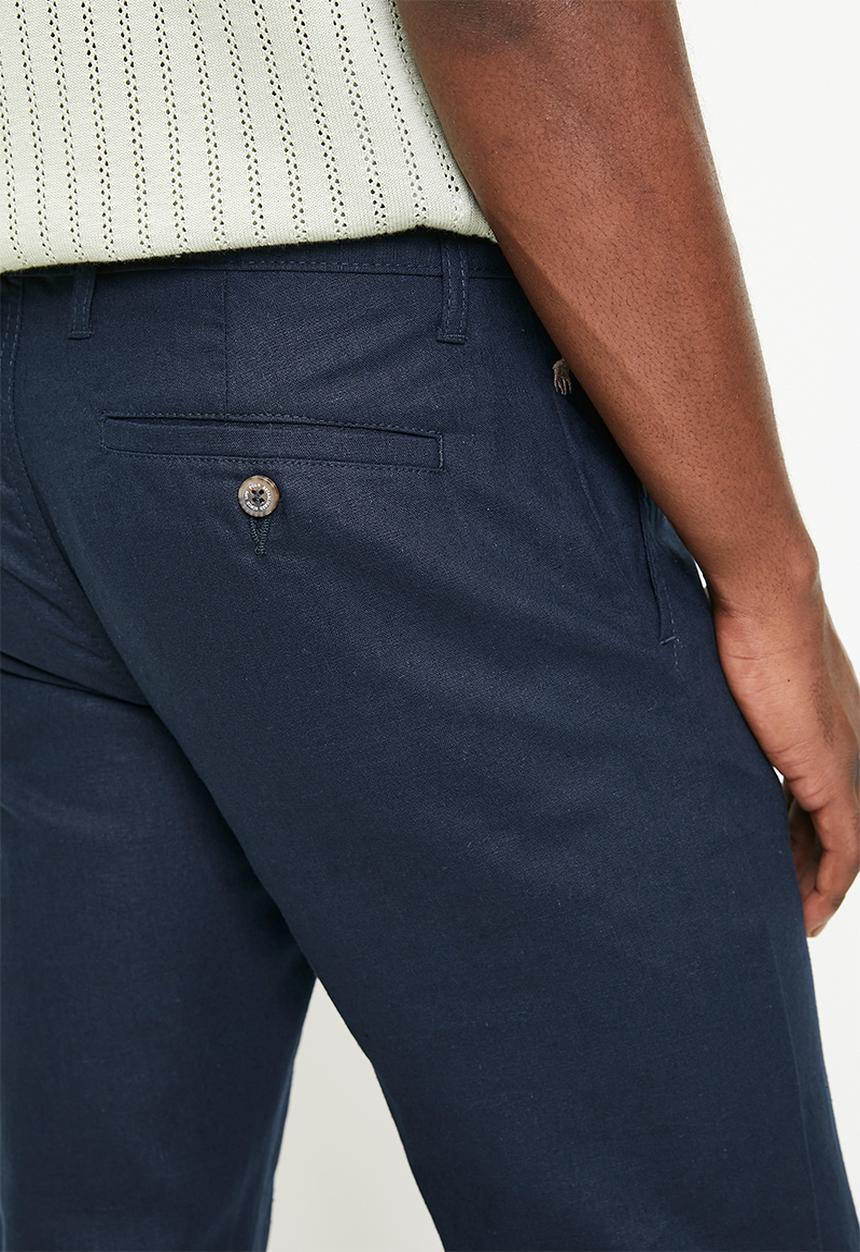 POLO - EMMANUEL  LINEN PANT - NAVY