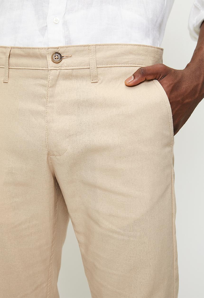 POLO - EMMANUEL  LINEN PANT - STONE
