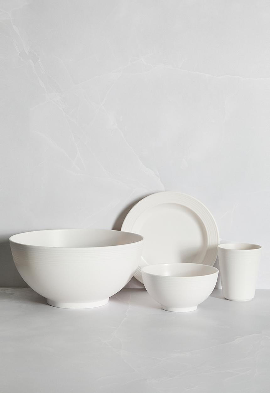H&S - Ribs melamine side plate  set of 4 - white