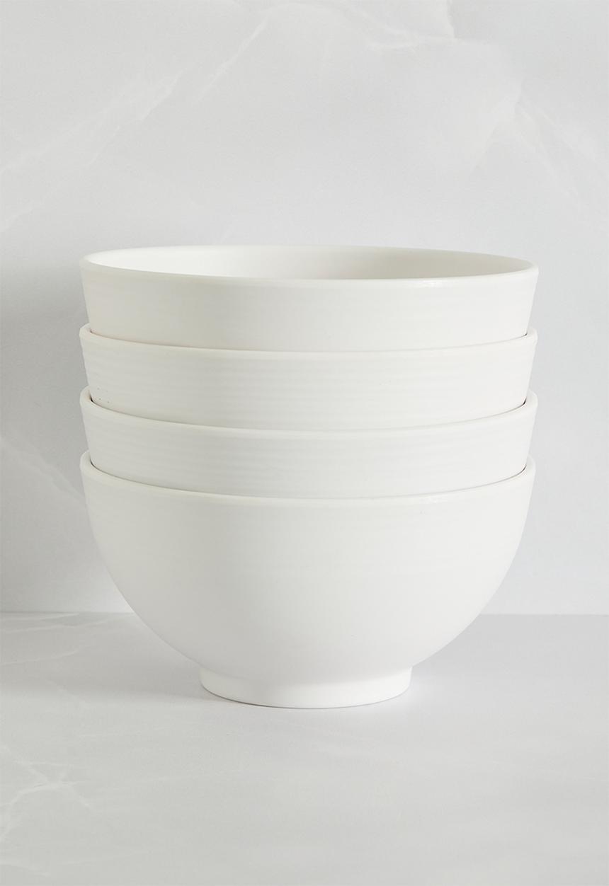H&S - Ribs melamine bowl set of 4 - white