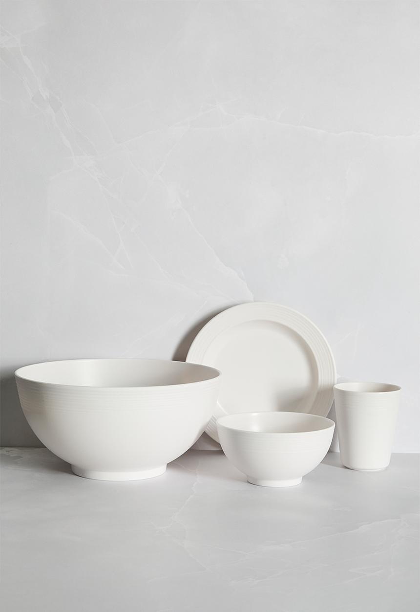 H&S - Ribs melamine serving bowl - white