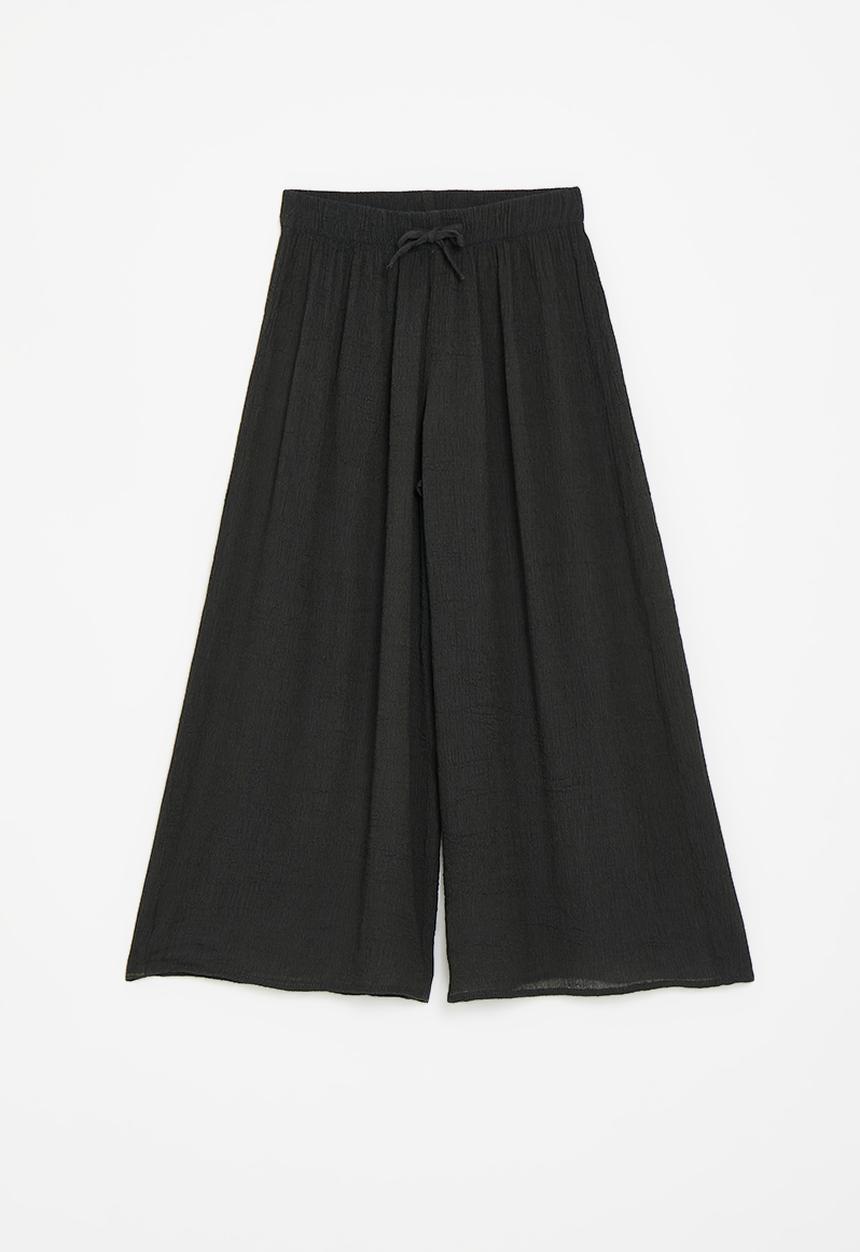 H&M - Wide-leg crinkled trousers - dark grey