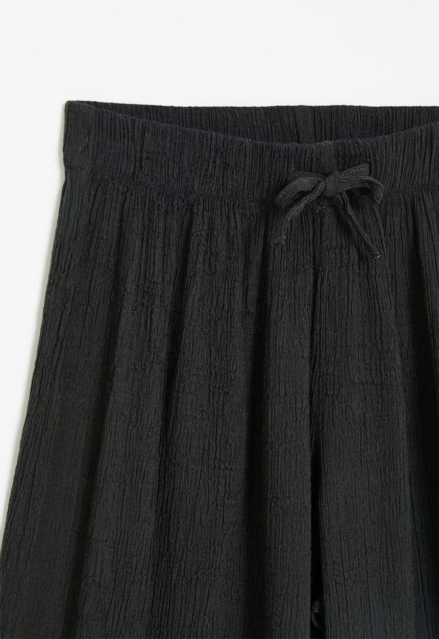 H&M - Wide-leg crinkled trousers - dark grey