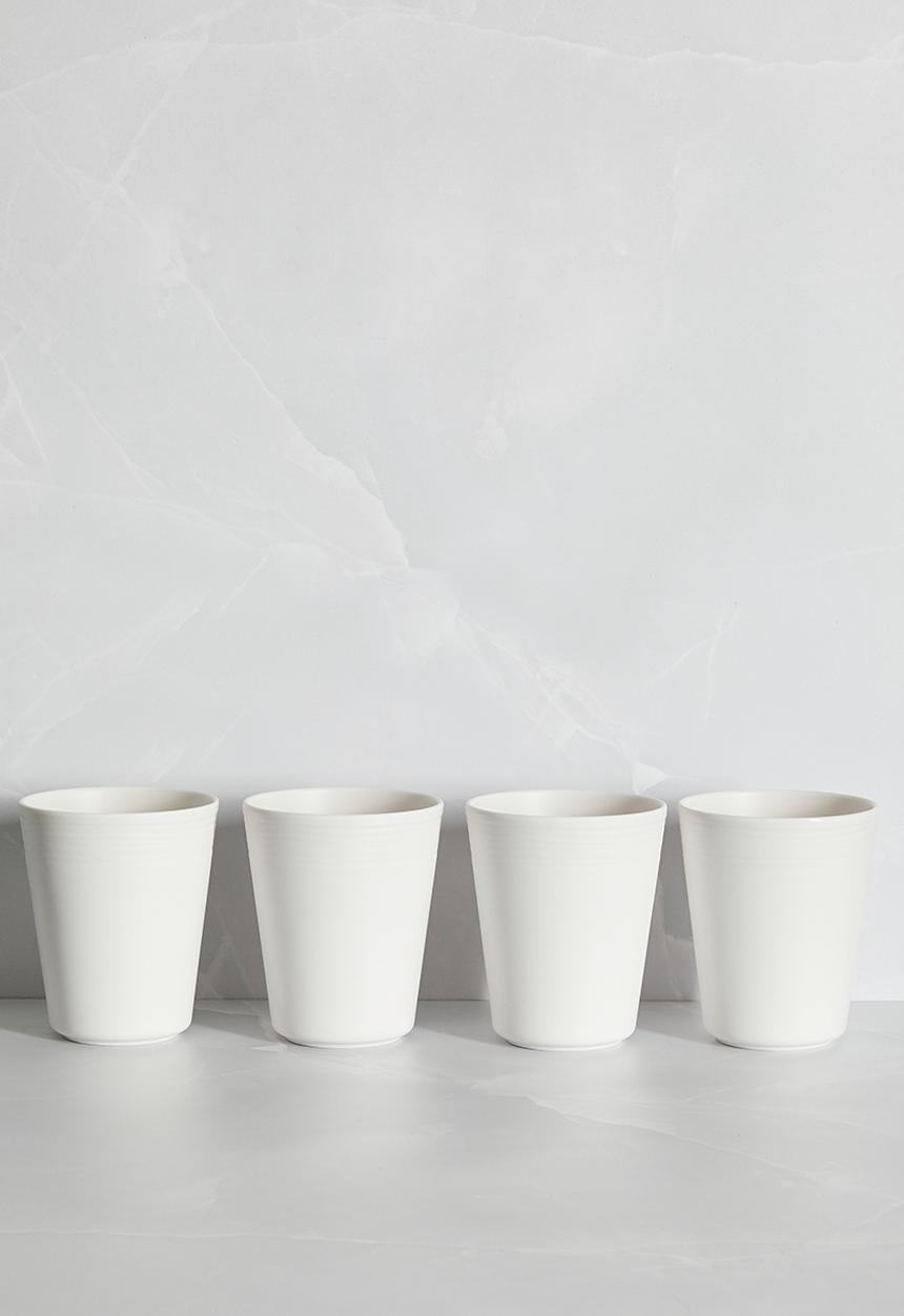 H&S - Ribs melamine cup set of 4 - white