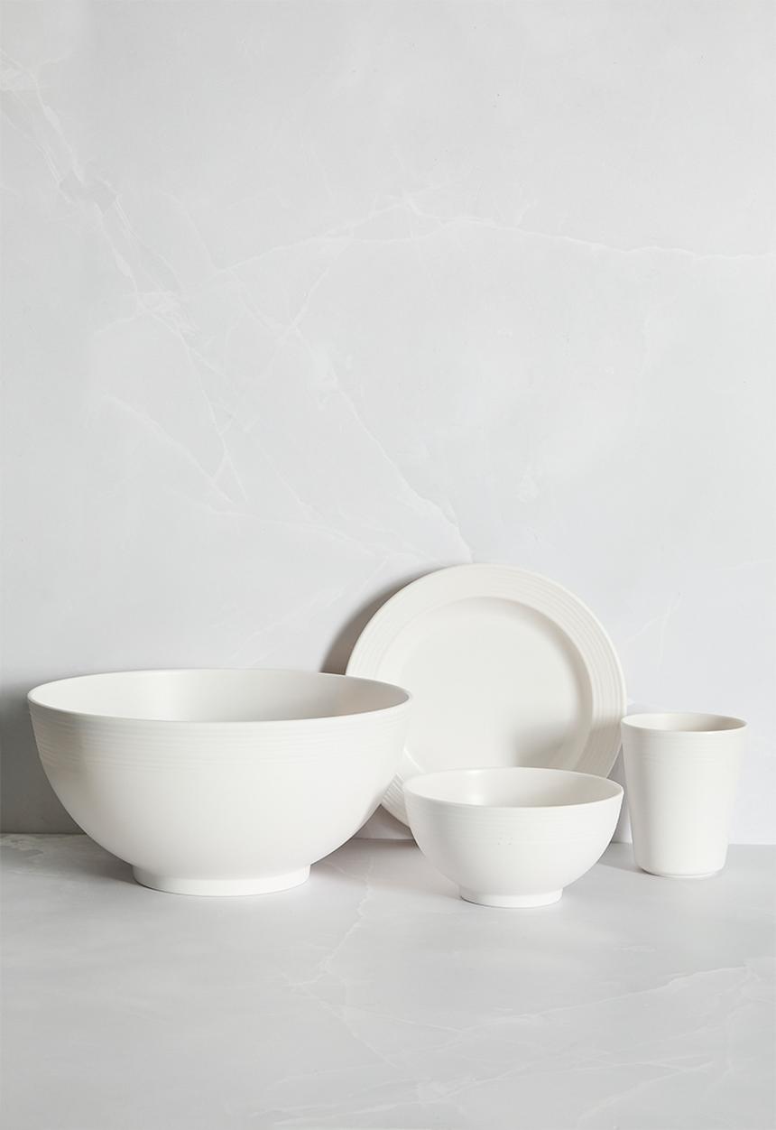 H&S - Ribs melamine cup set of 4 - white