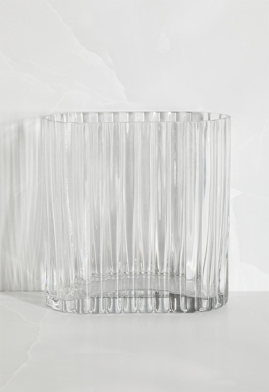 Silk By Design - RIBBED RECTANGULAR GLASS VASE