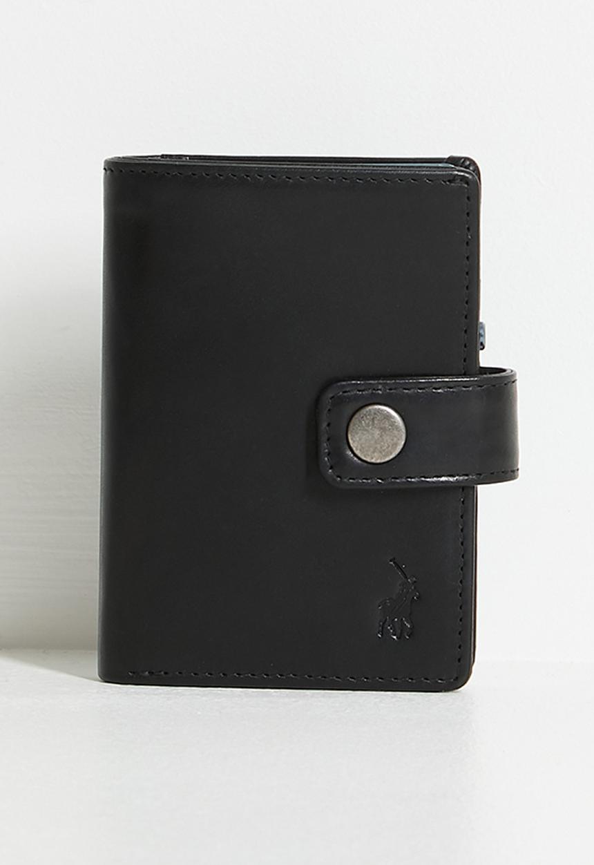 POLO - Leather Tab Folder With Aluminium Card Holder - Black