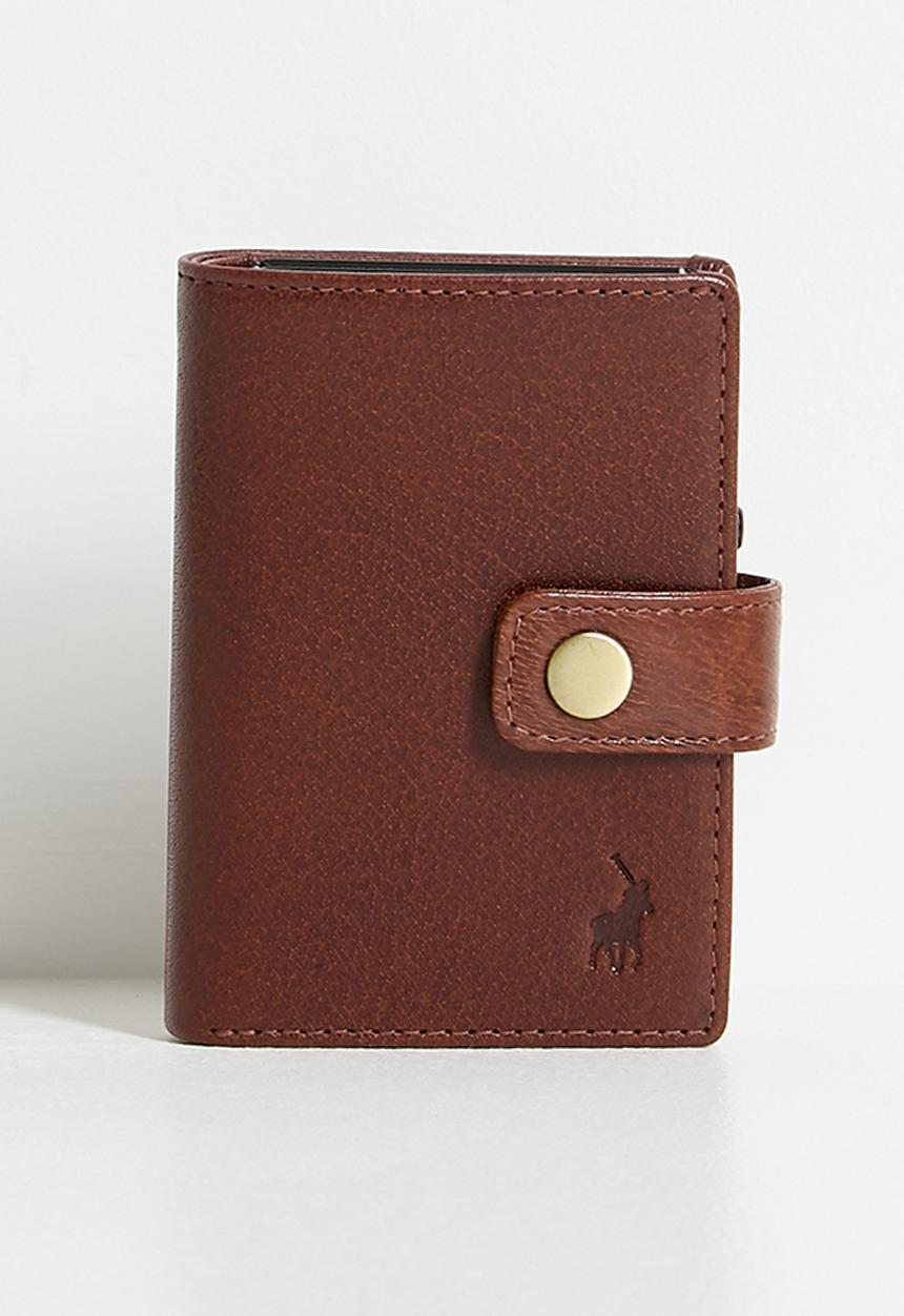 POLO - Leather Tab Folder With Aluminium Card Holder - Brown