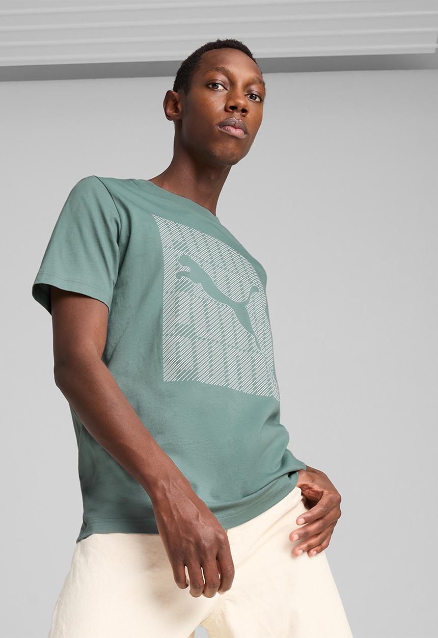 PUMA - Graphics Puma Wording Tee M - Green Moon
