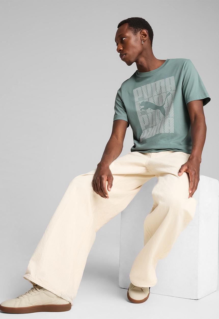 PUMA - Graphics Puma Wording Tee M - Green Moon