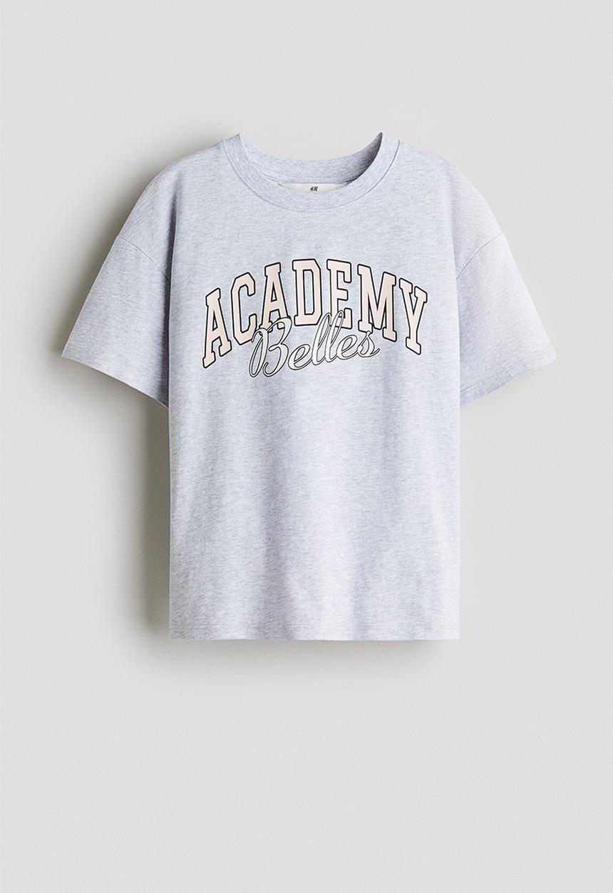 H&M - Oversized cotton t-shirt - grey melange academy belles