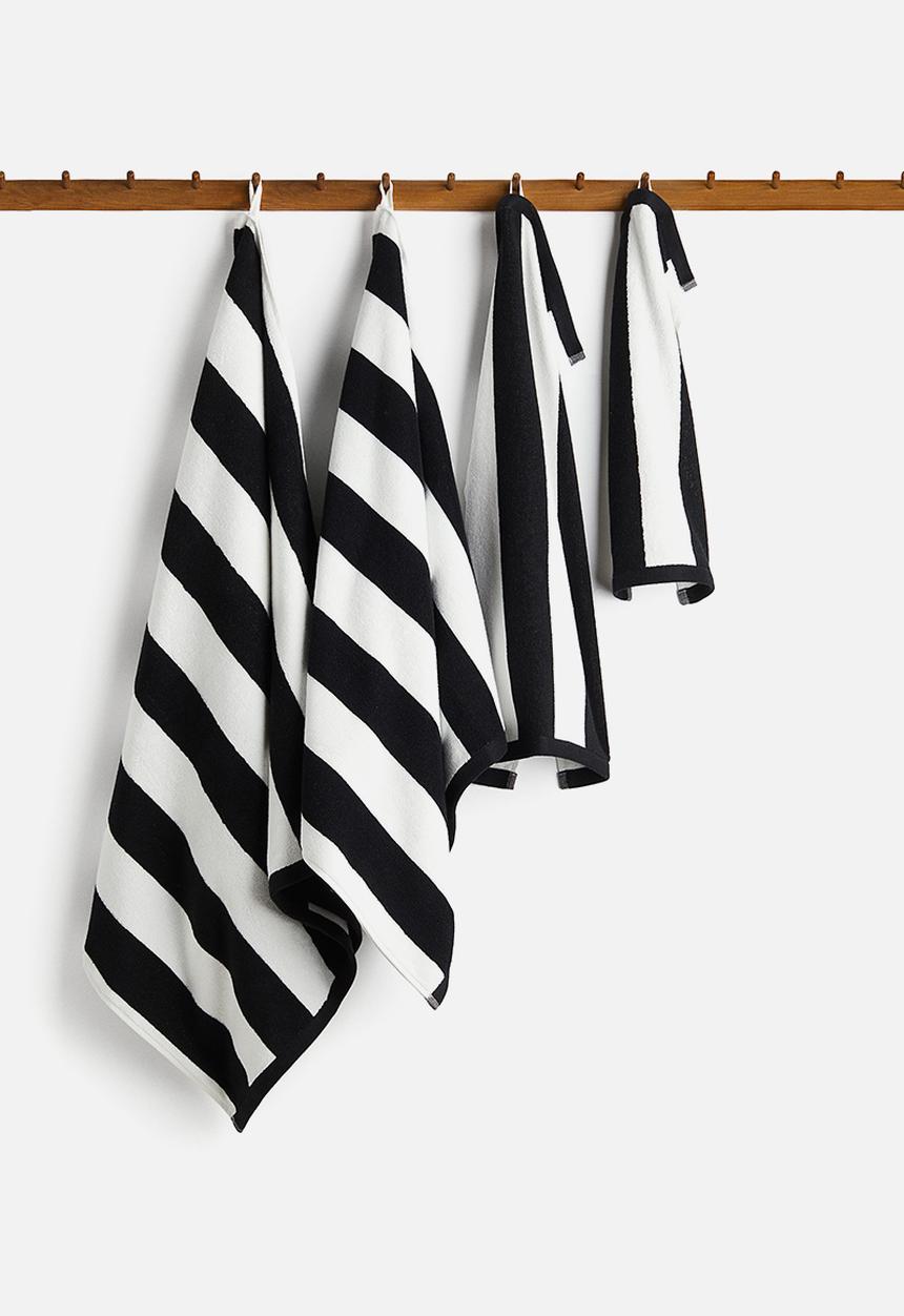 H&M - Bath towel - black/striped