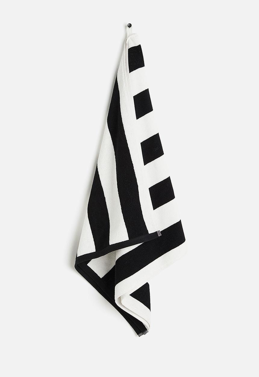 H&M - Bath towel - black/striped