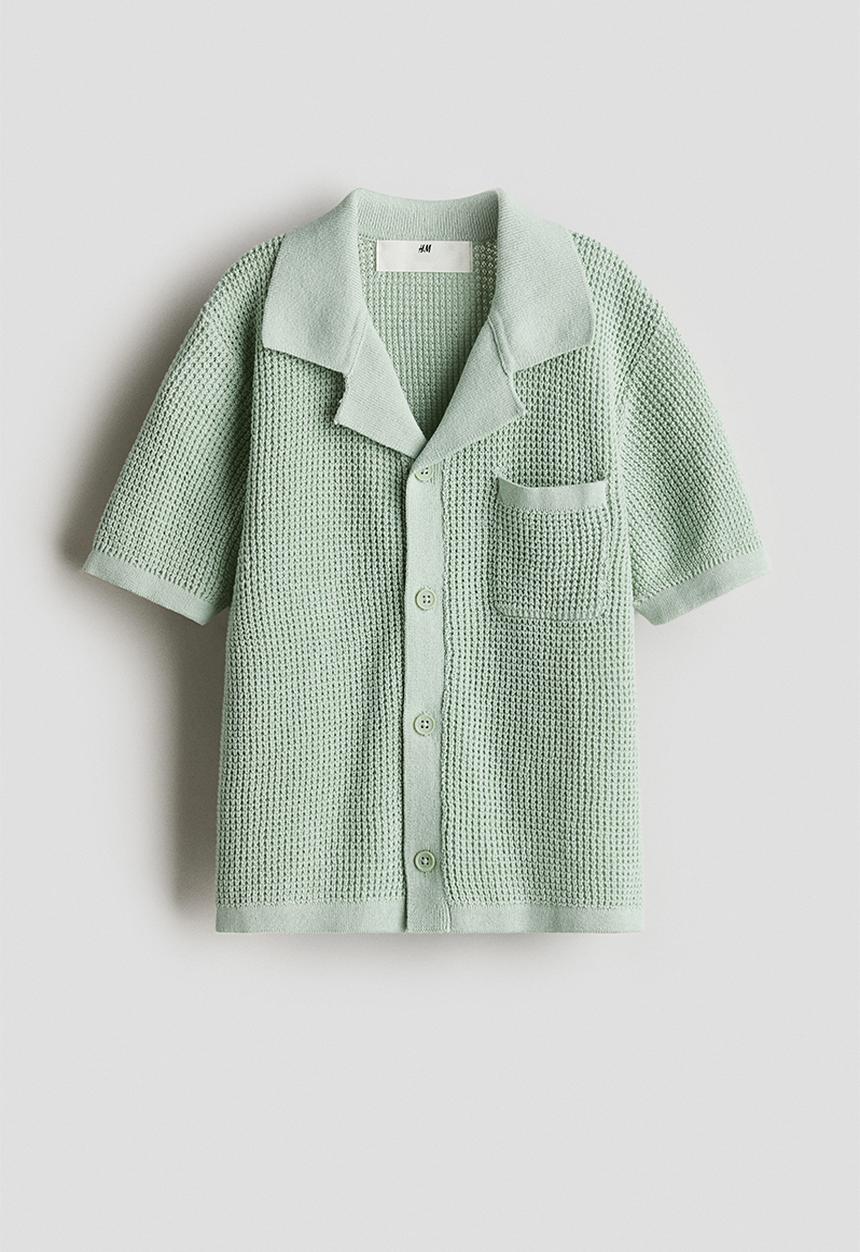 H&M - Knitted resort shirt - light green