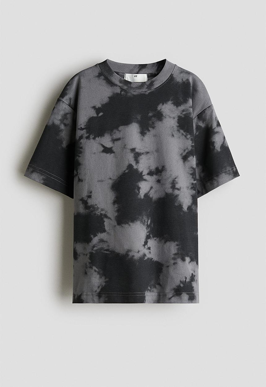 H&M - Printed cotton t-shirt - black & tie-dye