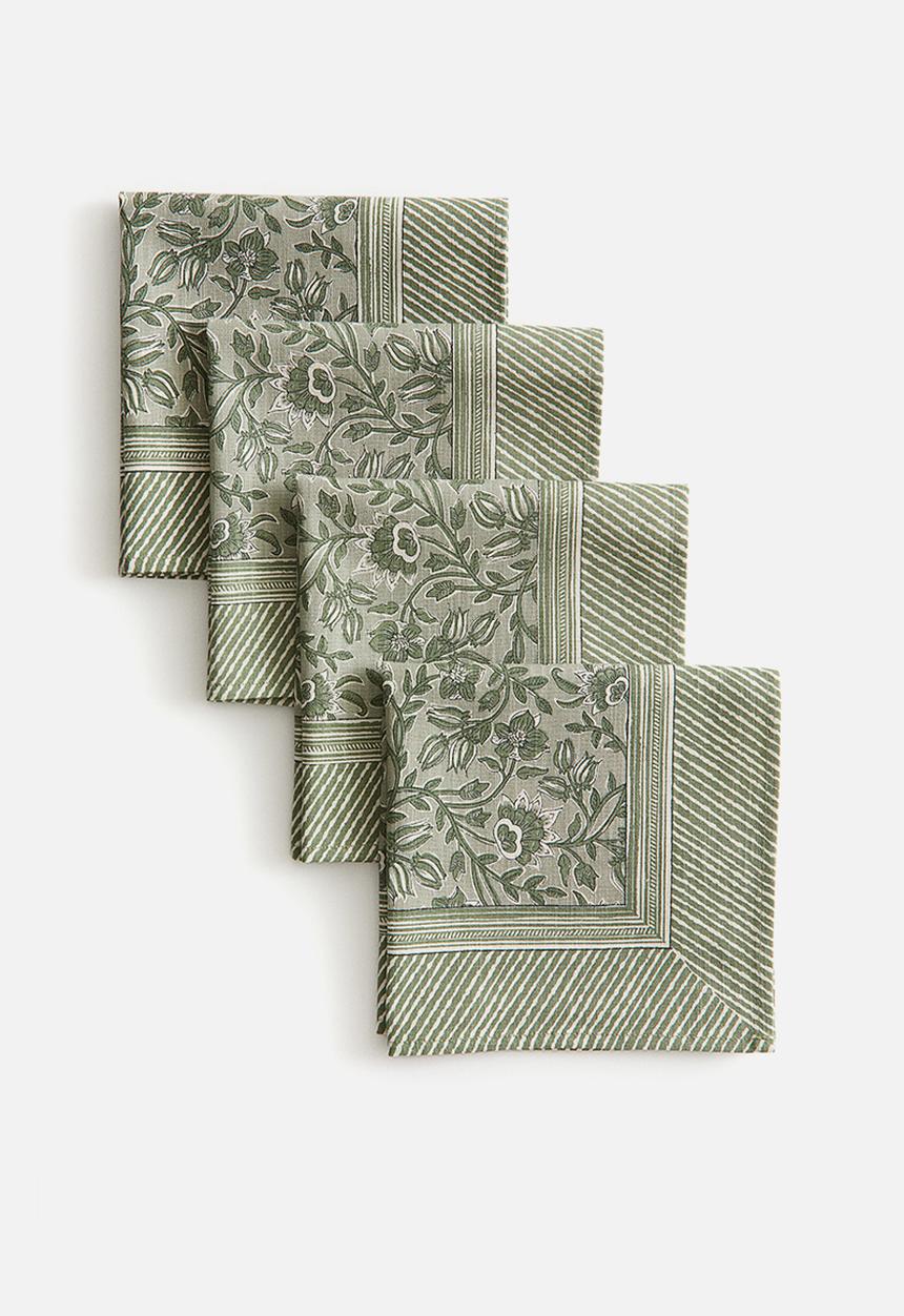 H&M - 4-Pack patterned napkins - sage green