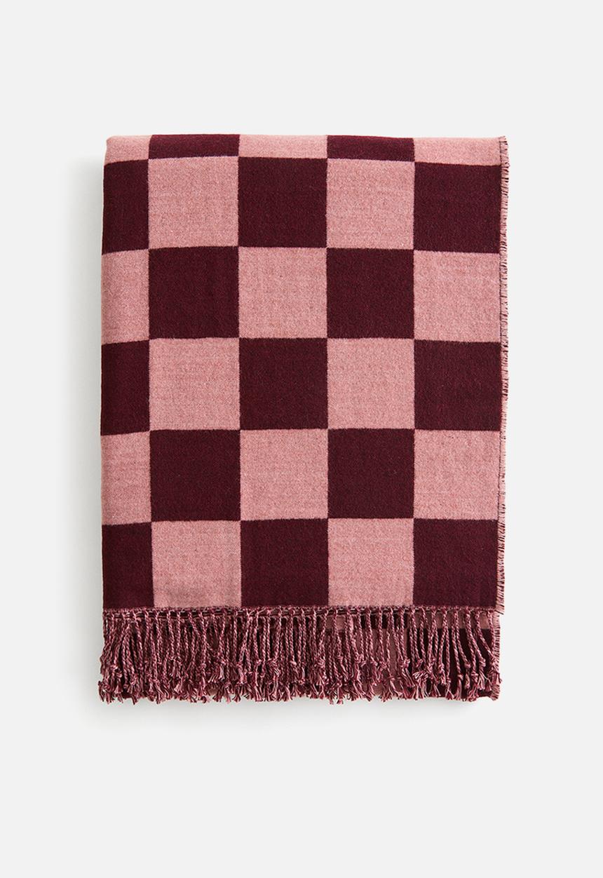 H&M - Checked cotton-blend blanket - pink/checked