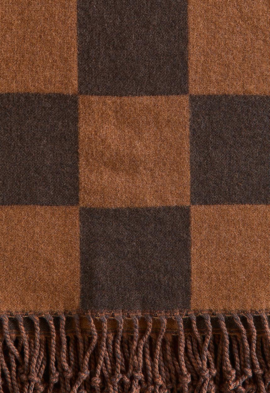 H&M - Checked cotton-blend blanket - brown/checked