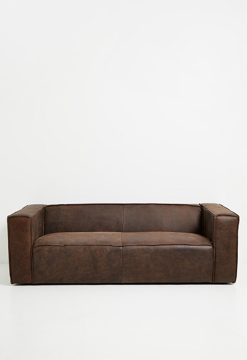 Sixth Floor - Seattle genuine leather 3 seater sofa - brown