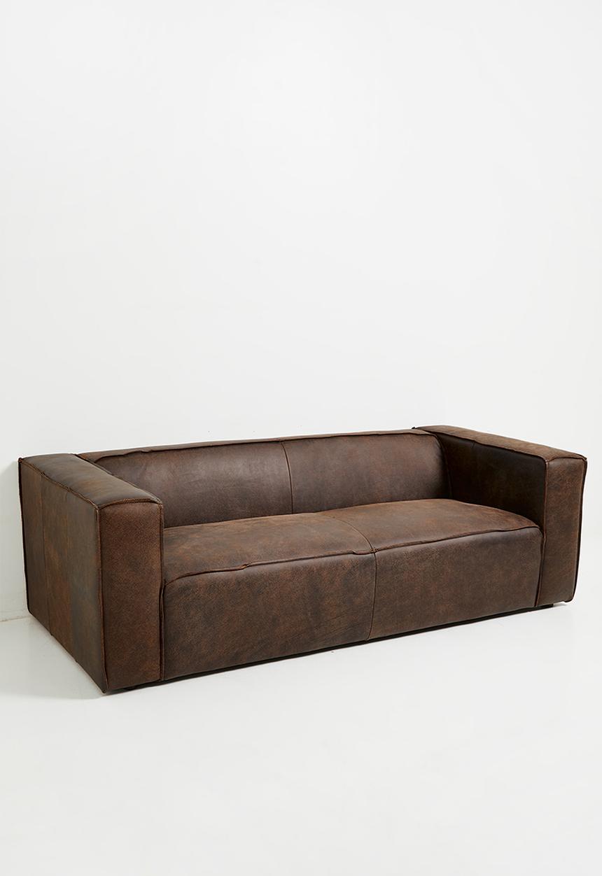 Sixth Floor - Seattle genuine leather 3 seater sofa - brown