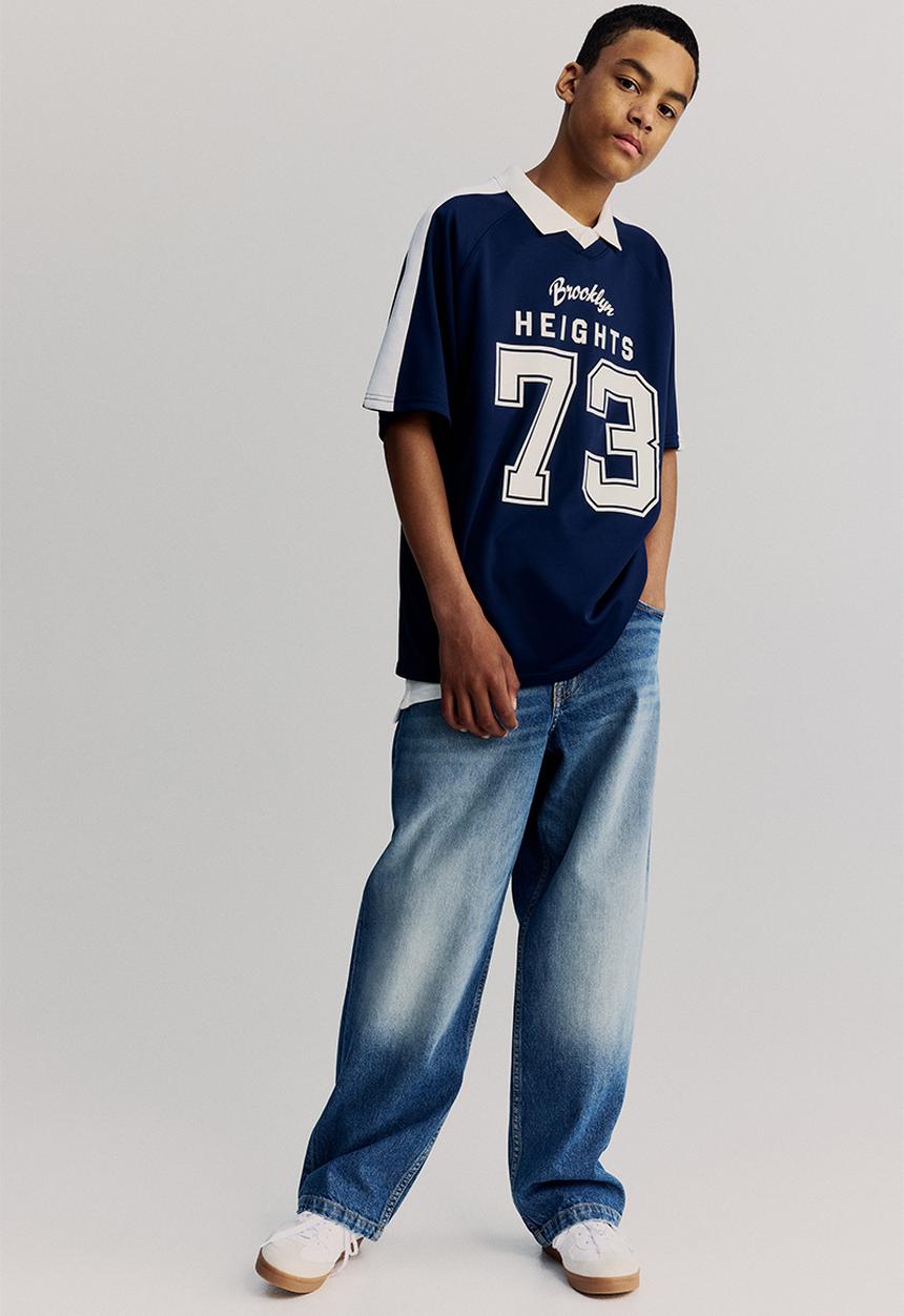 H&M - Loose-fit hockey shirt - dark blue & brooklyn heights