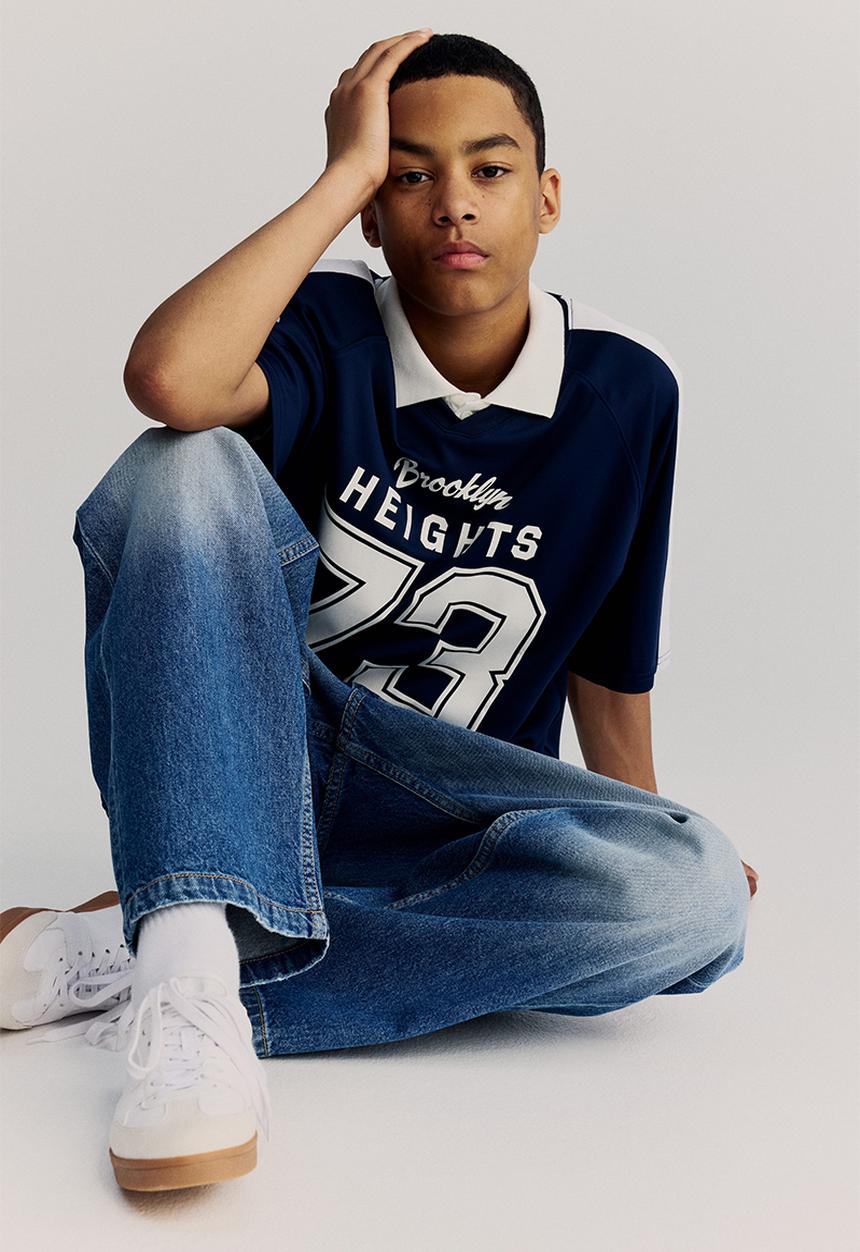 H&M - Loose-fit hockey shirt - dark blue & brooklyn heights