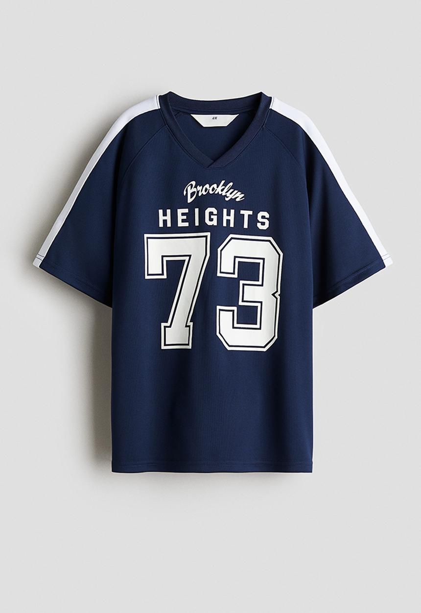 H&M - Loose-fit hockey shirt - dark blue & brooklyn heights