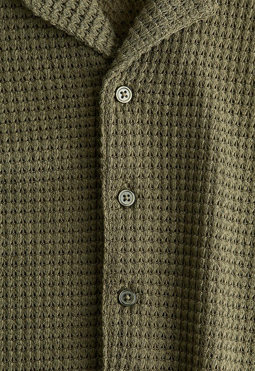 H&M - Textured-knit resort shirt - khaki green