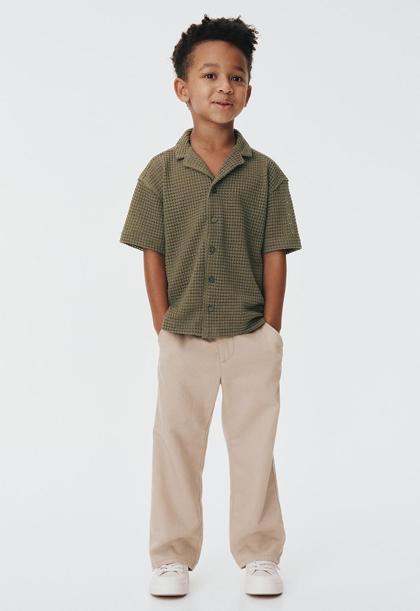 H&M - Textured-knit resort shirt - khaki green